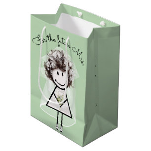 Braut-Stock-Figur in Spitzenkleid und Sneakern Mittlere Geschenktüte