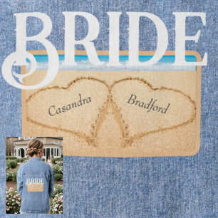 Braut Strand Hochzeit 2 Herz im Sand Jeansjacke