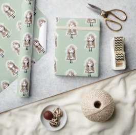 Braut-Strichmännchen mit Gänseblümchen-Brautstrauß Geschenkpapier