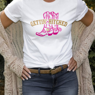 Braut-T-Shirt Pink Gold Gettin' Hitched T-Shirt
