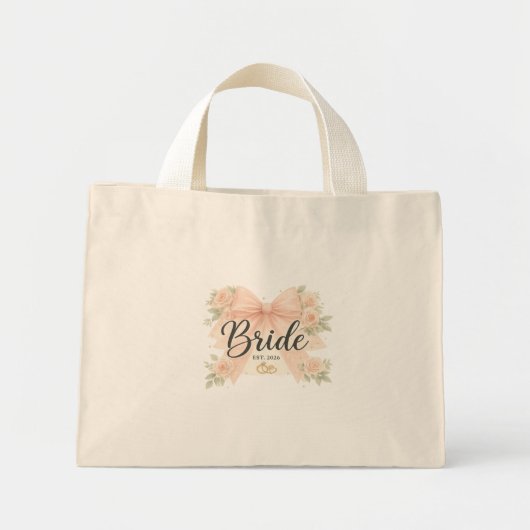 Braut-Tasche, Personalisiertes Brautgeschenk, EST. Mini Stoffbeutel (Vorne)