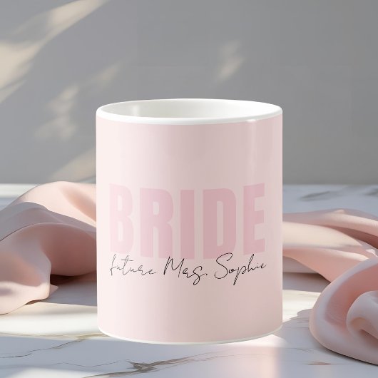 Braut-Tasse | Personalisierte zukünftige Mrs. Name Kaffeetasse
