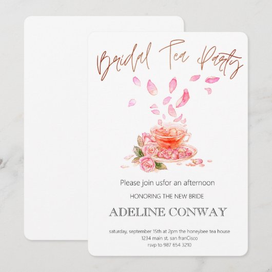 Braut-Tea-Celebration Einladung (Vorne/Hinten)