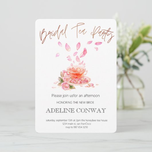 Braut-Tea-Celebration Einladung (Stehend Vorderseite)