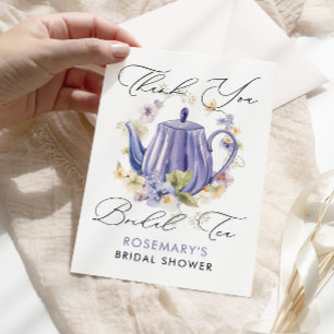 Braut-Tea Lila Blumen Hochzeit Handgeschrieben Dankeskarte
