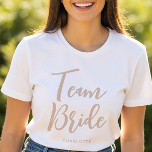 Braut-Team Benutzername Hochzeit Beige Weiß T-Shirt