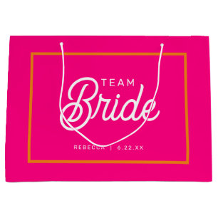 Braut-Team Geschenktasche in Rosa und Orange Große Geschenktüte