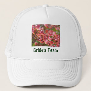 Braut-Team hat Whtie Pink Floral Hochzeitsfeier Truckerkappe