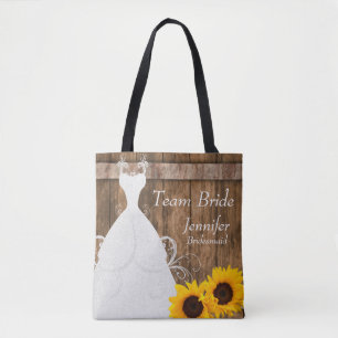 Braut-Team im rustikalen Holz-Sonnenblumen-Stil Tasche