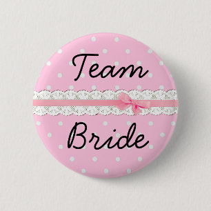 Braut-Team Junggesellinnenabschied mit rosa Punkte Button
