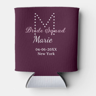 Braut-Team Name Monogramm Brautjungfer Mauve Dosenkühler