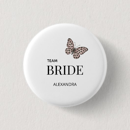 Braut-Team Personalisiertes Hochzeitsdesign Button (Vorderseite)