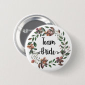 Braut-Team Wasserfarbe botanische burgunderrote Bl Button (Vorne & Hinten)