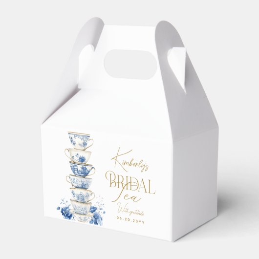 Braut-Teaparty Chinoiserie Blau Brautdusche Geschenkschachtel (Vorderseite)