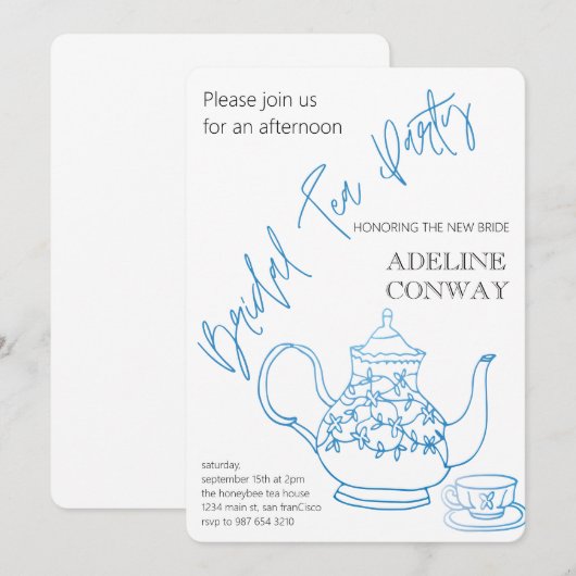 Braut-Teegesellschaft Einladung (Vorne/Hinten)