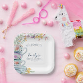 Braut-Teeparty Blau Rosa Blumen Hochzeitsshower Pappteller (Party)