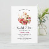 Braut-Teeparty Florale Hochzeitsdusche  Einladung (Stehend Vorderseite)