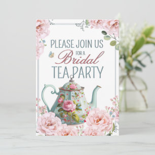 Braut-Teeparty-Teekanne-Teetassen-Hochzeitsbrunch Einladung