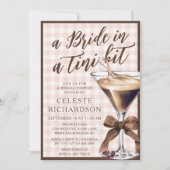 Braut Tini Bit Bow Espresso Martini Brautabschied Einladung (Vorderseite)