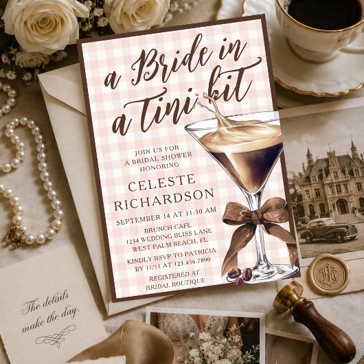 Braut Tini Bit Bow Espresso Martini Brautabschied Einladung
