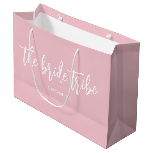 Braut Tribe Blush Rosa Hochzeit Große Geschenktüte (Vorderseite Schrägansicht)