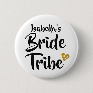 Braut Tribe Gold Datum Herz Personalisiert Button