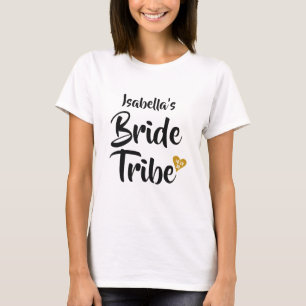 Braut Tribe Gold Datum Herz Personalisiert T-Shirt