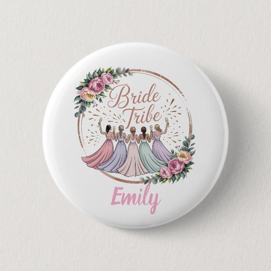 Braut Tribe Individueller Name Junggesellinnenabsc Button (Vorderseite)