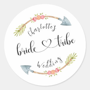 Braut Tribe Maßgeschneiderte Wasserfarbe Boho Hoch Runder Aufkleber