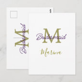 Braut Tribe Monogram Junggesellinnenabschied einfa Postkarte (Vorne/Hinten)