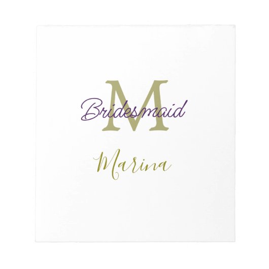 Braut Tribe Monogramm Junggesellinnenabschied einf Notizblock (Vorderseite)