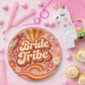 Braut Tribe Retro Junggesellinnenabschied Groovy Pappteller (Party)