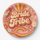 Braut Tribe Retro Junggesellinnenabschied Groovy Pappteller (Vorderseite)