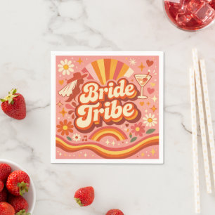 Braut Tribe Retro Junggesellinnenabschied Groovy Serviette