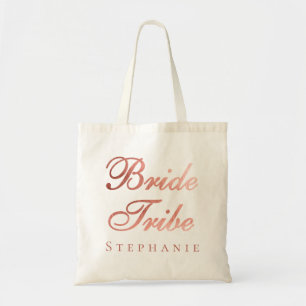 Braut Tribe Roségold-Kalligrafie Brautjungfer Name Tragetasche