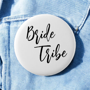 Braut Tribe Schwarz Weiß Elegante Hochzeitsknöpfe Button
