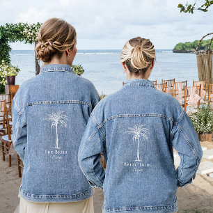 Braut Tribe Weiße Palme Personalisiert Jeansjacke
