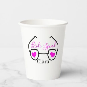 Braut-Trupp rosa schwarze Schwimmbrille Herz Braut Pappbecher