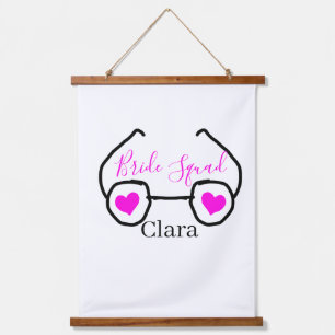 Braut-Trupp rosa schwarze Schwimmbrille Herz Braut Wandteppich Mit Holzrahmen