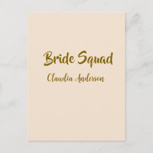 Braut-Truppe Brautjungfer Name golden orange Hochz Postkarte