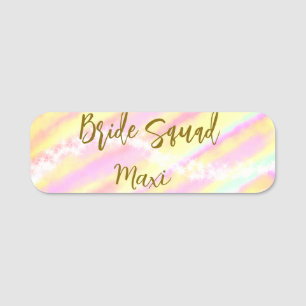 Braut-Truppe goldenes Pastell rosa farbenfroher Gl Namensschild