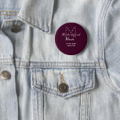 Braut-Truppe Name Monogramm Brautjungfer Mauve Button (Beispiel)