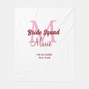 Braut-Truppe Name Monogramm Brautjungfer Pink Datu Fleecedecke