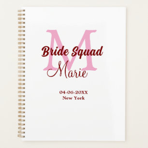 Braut-Truppe Name Monogramm Brautjungfer Pink Datu Planer