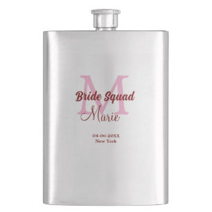 Braut-Truppe Name Monogramm Brautjungfer rosa Datu Flachmann