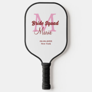 Braut-Truppe Name Monogramm Brautjungfer rosa Datu Pickleball Schläger