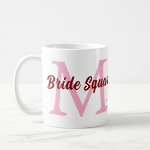 Braut-Truppe Namen-Monogramm Brautjungfer Pink Dat Kaffeetasse