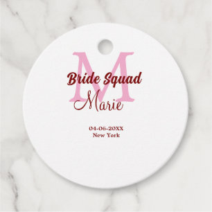 Braut-Truppe Namen-Monogramm Brautjungfer rosa Dat Geschenkanhänger