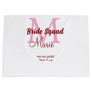 Braut-Truppe Namen-Monogramm Brautjungfer rosa Dat Große Geschenktüte