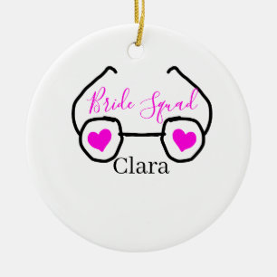 Braut-Truppe rosa schwarze Schwimmbrille Herz Brau Keramik Ornament